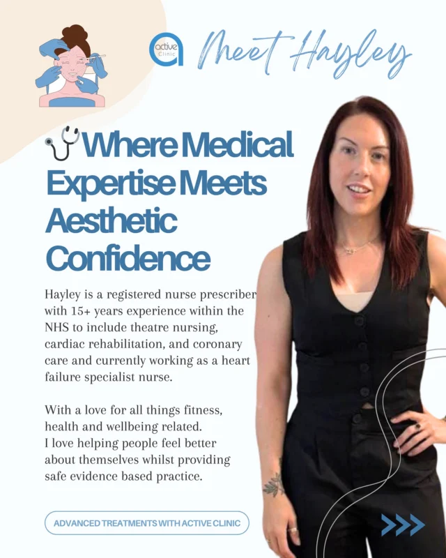 📣 Now Taking Bookings – Sat 28th June 📣

✨ Meet Hayley – a Registered Nurse Prescriber with 15+ years NHS experience (theatre nursing, cardiac rehab, coronary care) and currently a Heart Failure Specialist Nurse.

💉 Now offering Advanced Aesthetic Treatments at Active Clinic – blending clinical expertise with a passion for health, fitness & wellbeing.

💫 Subtle. Safe. Stunning.

🌟 Enhance your natural beauty
🌟 Restore youthful balance
🌟 Refine facial contours – your way

All treatments are:
🔬 Evidence-based
💉 Delivered with precision
🌿 Guided by you

💖 Helping you feel like your best self – inside & out.

📆 Limited appointments available – Saturday 28th June
📍 Active Clinic
📲 DM to book or ask questions!

#aesthetics #aesthetic-care #activeclinics #birminghamclinic #clinic #naturalbeauty #health #care #glow